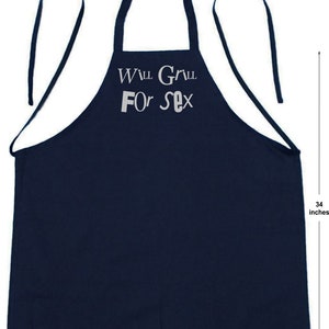 Black BBQ Apron Will Grill For Sex Humorous Aprons Dark, Funny Cooking Aprons image 3