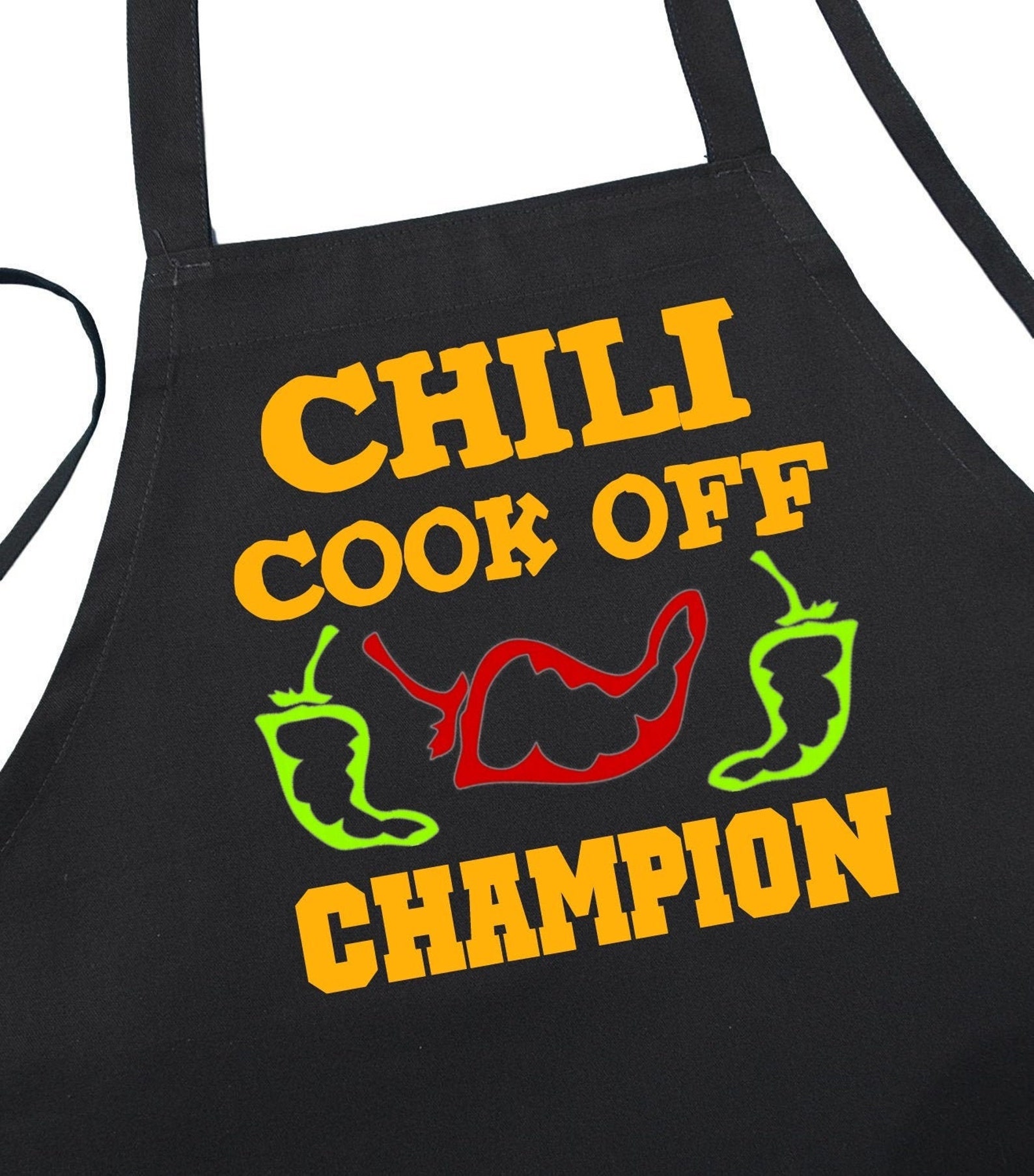 Chili Cook off Champion Black Kitchen Aprons, Chili Cook off Prize Idea