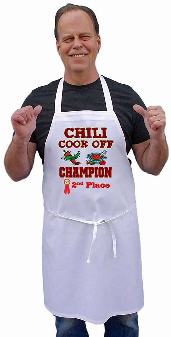 White Bib Apron Chili Cook Off Champion Second Place Chef Aprons