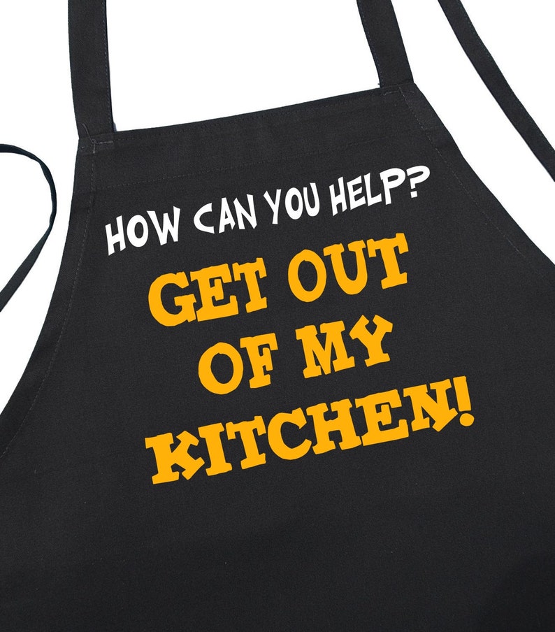 Get Out of My Kitchen Black Aprons With Funny Sayings Cute Etsy