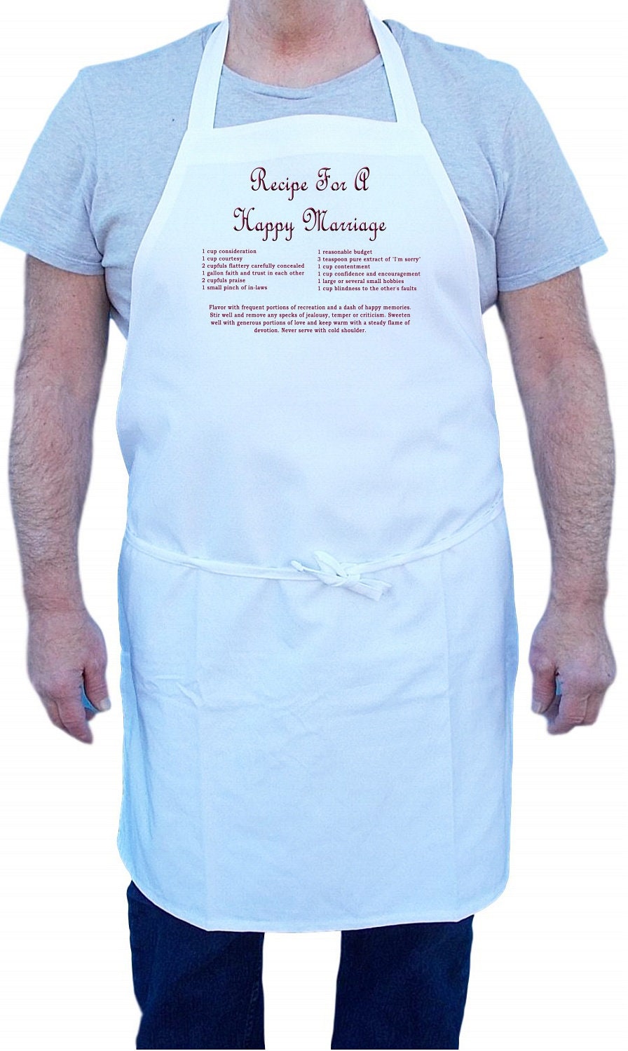 Wedding Gift Aprons Recipe For A Happy Marriage, White Chef Apron With