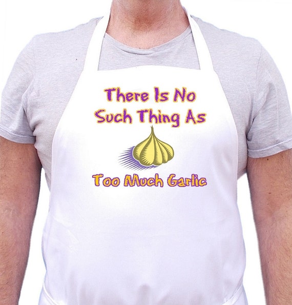 Funny Kitchen Aprons Too Much Garlic White Bib Apron Cooking 