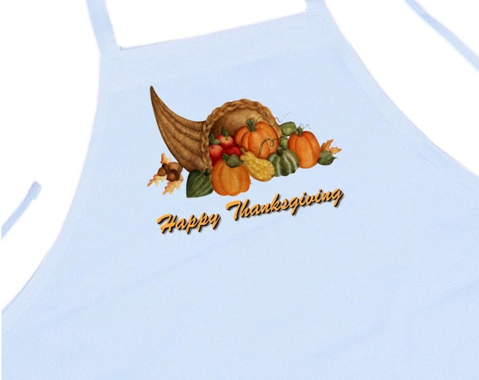 Holiday Apron Happy Thanksgiving White Kitchen Aprons, Thanksgiving Cooking Aprons