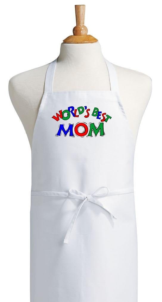 Mothers Day Gift Idea World's Best Mom Cooking Apron, White Chef