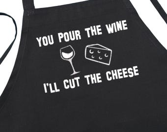You Pour The Wine Witty Chef Apron, Sarcastic Black Cooking Aprons, Kitchen Aprons For Wine Lovers