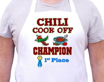 White Bib Apron Chili Cook Off Champion First Place Chef Aprons