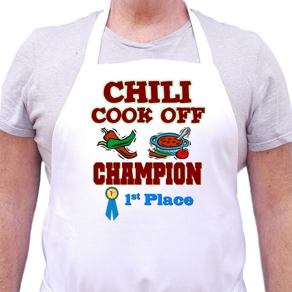 White Bib Apron Chili Cook Off Champion First Place Chef Aprons