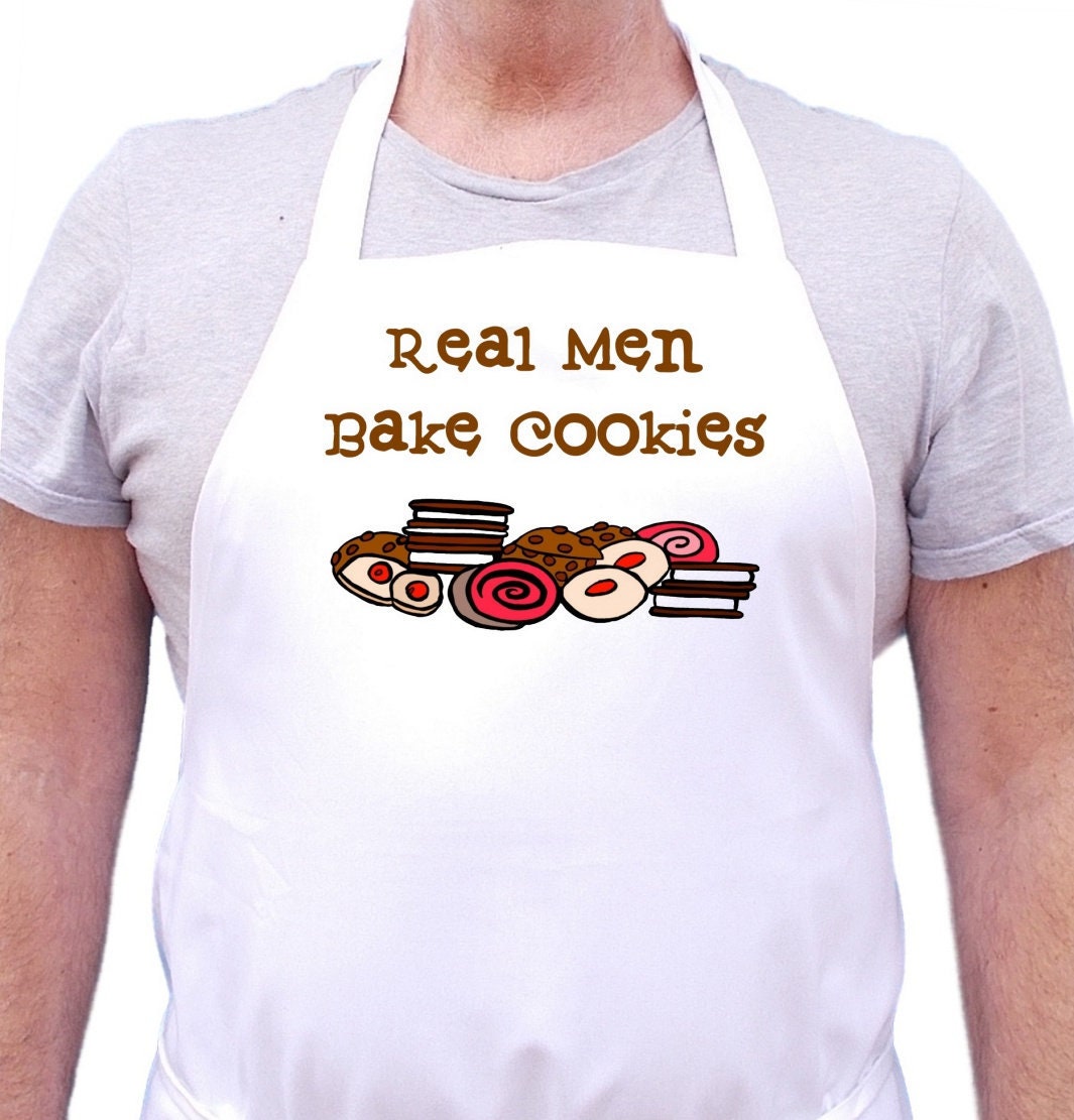 Kitchen Aprons For Men Real Men Bake Cookies White Cooking Apron