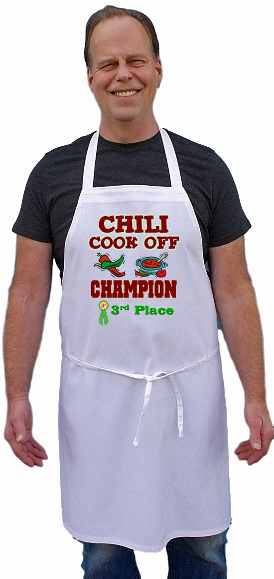 White Bib Apron Chili Cook Off Champion Third Place Chef Aprons