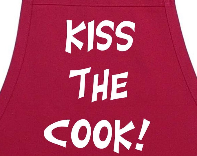 Red Chef Apron Kiss The Cook Novelty Kitchen Aprons