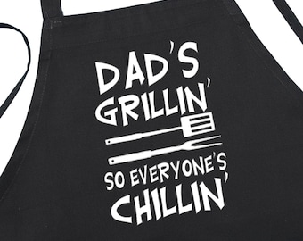 Dad's Grillin' Funny Grilling Aprons For Men, Fun BBQ Gift For Dad
