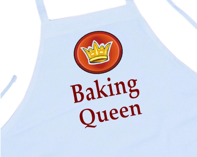 Baking Queen Kitchen Aprons For Women, White Baking Apron, Machine Washable