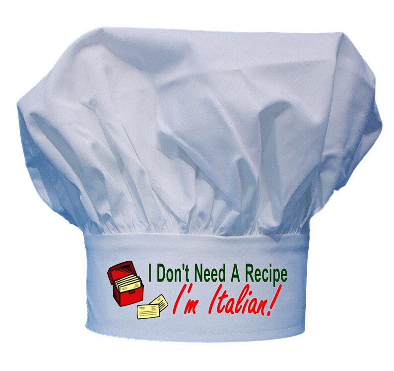 Funny Chef Hats I Don't Need A Recipe I'm Italian Gift Idea, Fully Adjustable, Chef Caps For Cooking image 1