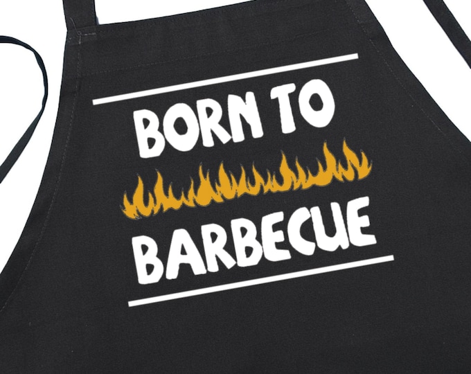 Born To Barbecue Chef Aprons, Black Cooking Aprons For Men and Women, Funny Dad BBQ Aprons