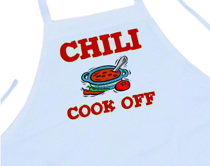 Chili Cook Off Kitchen Aprons, White Chef Aprons For Cook Off Competition, Cooking Aprons