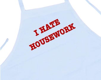 I Hate Housework Halloween Apron, White Cooking Aprons For Coneheads Costume, Funny Chef Apron