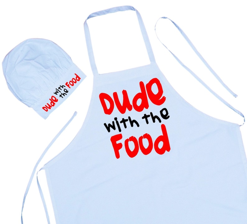 Funny Apron And Chef Hat Set Dude With The Food Chef Wear For Etsy 
