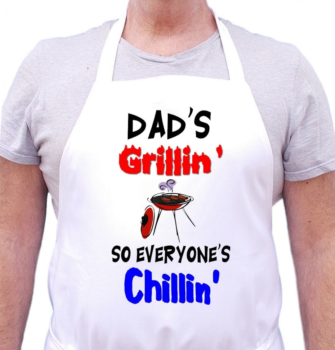 Barbecue Aprons for Men Dad's Grillin' Chef Kitchen Etsy