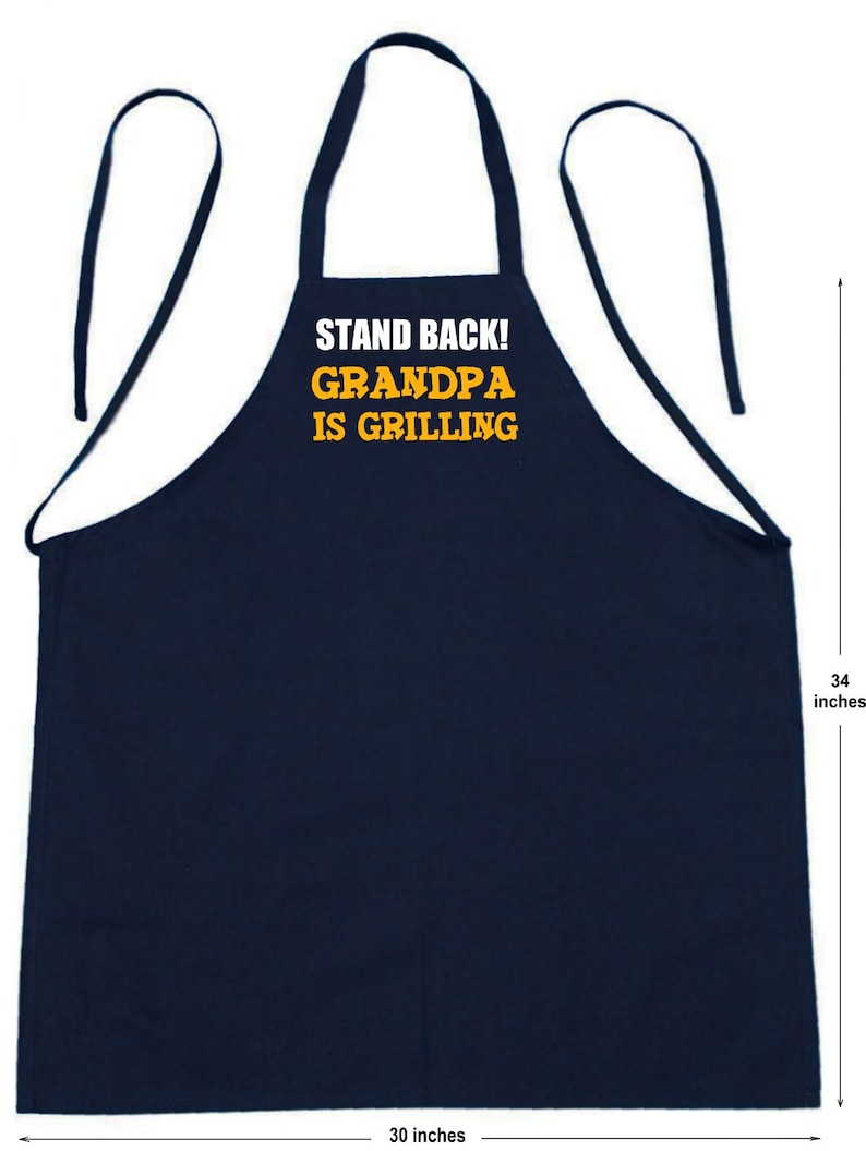 Black BBQ Apron Stand Back Grandpa is Grilling Aprons for Men Etsy