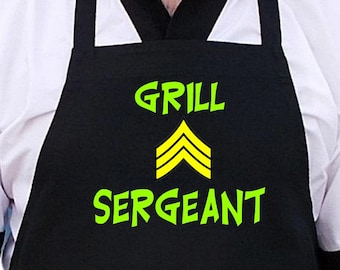 Black Barbeque Apron Grill Sergeant Grilling Apron Gift Idea
