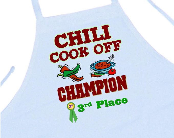 Third Place Chili Cook Off Champion Aprons, Winning Prize For Chili Cook Offs, Chili Competition Trophy