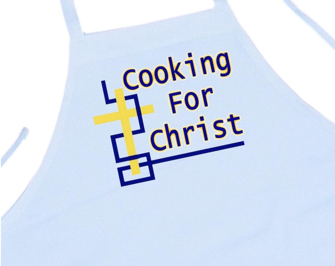Religious Aprons For The Kitchen, Christian Baking Aprons, White Cooking Aprons For Church