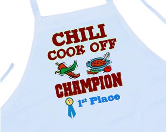 First Place Chili Cook Off Champion Aprons, Winning Prize For Chili Cook Offs, Chili Competition Trophy