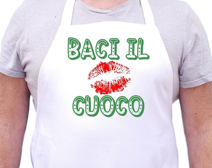 Italian Kiss The Cook Baci Il Cuoco Cooking Apron, Italian Kitchen Apron Gift Idea