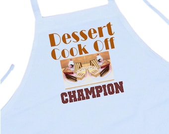 White Bib Apron Dessert Cook Off Champion Prize Winning Gift, Dessert Competition Judging Award