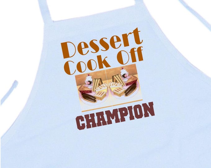 White Bib Apron Dessert Cook Off Champion Prize Winning Gift, Dessert Competition Judging Award
