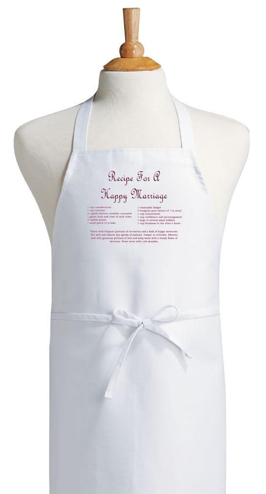 Wedding Gift Aprons Recipe For A Happy Marriage White Apron