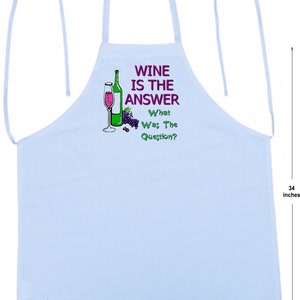 Funny Sayings KItchen Apron Wine Is The Answer Chef Aprons, Cooking Gift Idea image 3