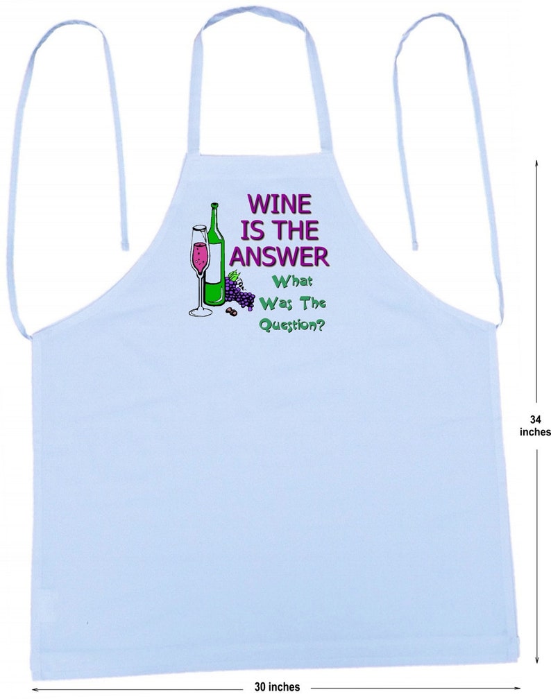 Funny Sayings KItchen Apron Wine Is The Answer Chef Aprons, Cooking Gift Idea image 3