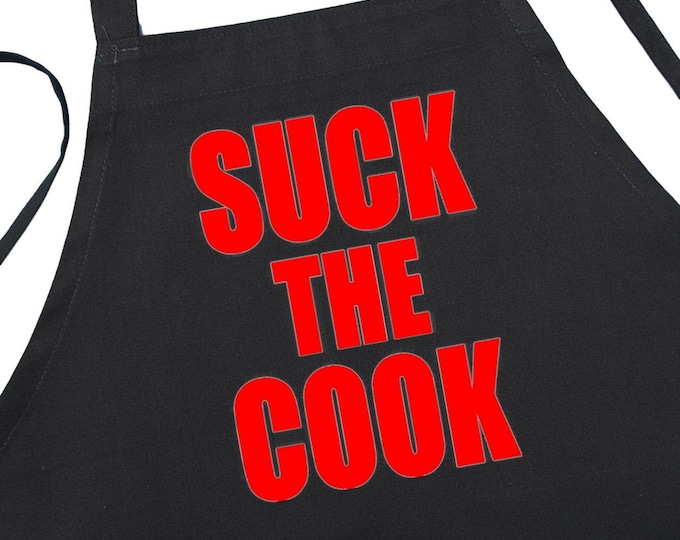 Funny Offensive Aprons Suck The Cook, Sexy Aprons For Men, Sarcastic Black Barbecue Aprons