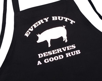 Every Butt Deserves A Good Rub Barbecue Apron, Black Chef Aprons For Grilling by CoolAprons