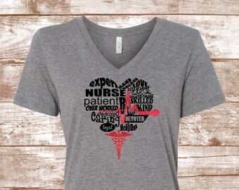 Nurse Shirt - RN Shirt - Nurse Word Art - RN Shirt - Nurse Subway Art - Nursing Shirt - EMT - Fire - Ladies Clothing - Plus Size Available