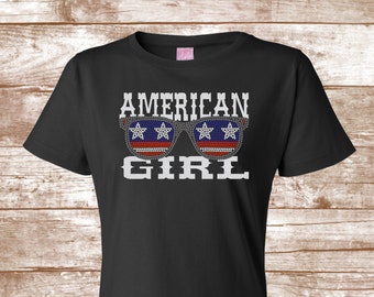 American Girl Bling Shirt American Flag Bling Patriotic