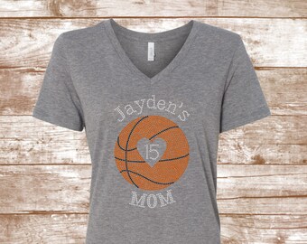 Basketball Mom Custom Bling Shirt - Basketball Mom - Sports - Ladies Clothing - Custom Shirt - Custom Name - Bling Shirt - Basketball