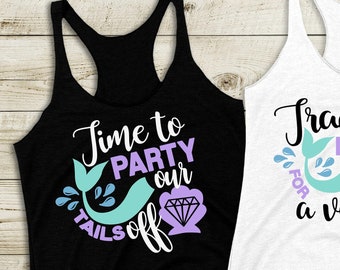 Bridal Party Shirts - Bachelorette Party Tanks - Mermaid Theme - Time to Party our Tails Off - Adult Tank - Ladies Tank Top - Wedding Party