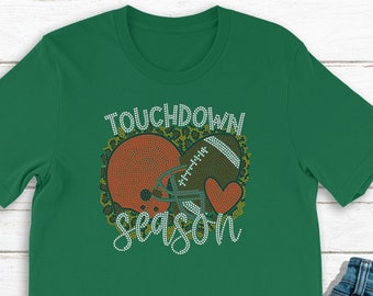 Football Bling Shirt - Touchdown Season  Bling - Football Mom - Leopard - Ladies Clothing - Plus Size Available - Bling Shirt - Rhinestones