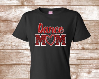 Dance Mom Shirt - Chevron Print - Glitter Tee - Dancer - Heart - Ladies Clothing - Plus Size Available - Custom Tee - Shirt - Dance