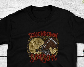 Football Bling Shirt - Touchdown Season  Bling - Football Mom - Leopard - Ladies Clothing - Plus Size Available - Bling Shirt - Rhinestones