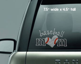 Baseball Mom Bling Decal - Rhinestone Decal - Baseball - Car Sticker - Mom - Sports Mom - Dance - Baseball Heart - Rhinestone Design  Custom