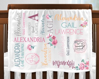 Personalized Baby Blanket - Floral Baby Blanket - Baby Shower Gift - Infant Blanket - Crib Blanket - Plush Blanket - Floral Blanket