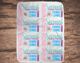 Personalized Baby Blanket - Baby Shower Gift - Swaddle Receiving Blanket - Girls Receiving Blanket - Simple Name Blanket - Baby Name Blanket