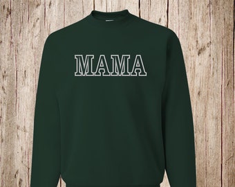 Mama Embroidered Sweatshirt - Heart on my Sleeve Sweatshirt - Ladies Crewneck Sweatshirt - Comfort Wash Sweatshirt