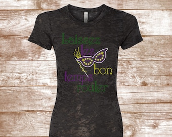 Mardi Gras Bling Shirt - Laissez Les Bon Temps Rouler - New Orleans - Let The Good Times Roll - Parade Shirt - Beads - Ladies Clothing