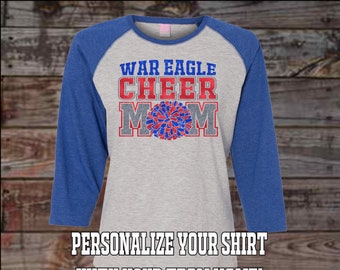 Custom Cheer Mom Shirt - Baseball Tee - Cheerleader - Glitter Tee - Custom - Sports Shirt - Gift for Mom - Clothing - Women's - Plus Size
