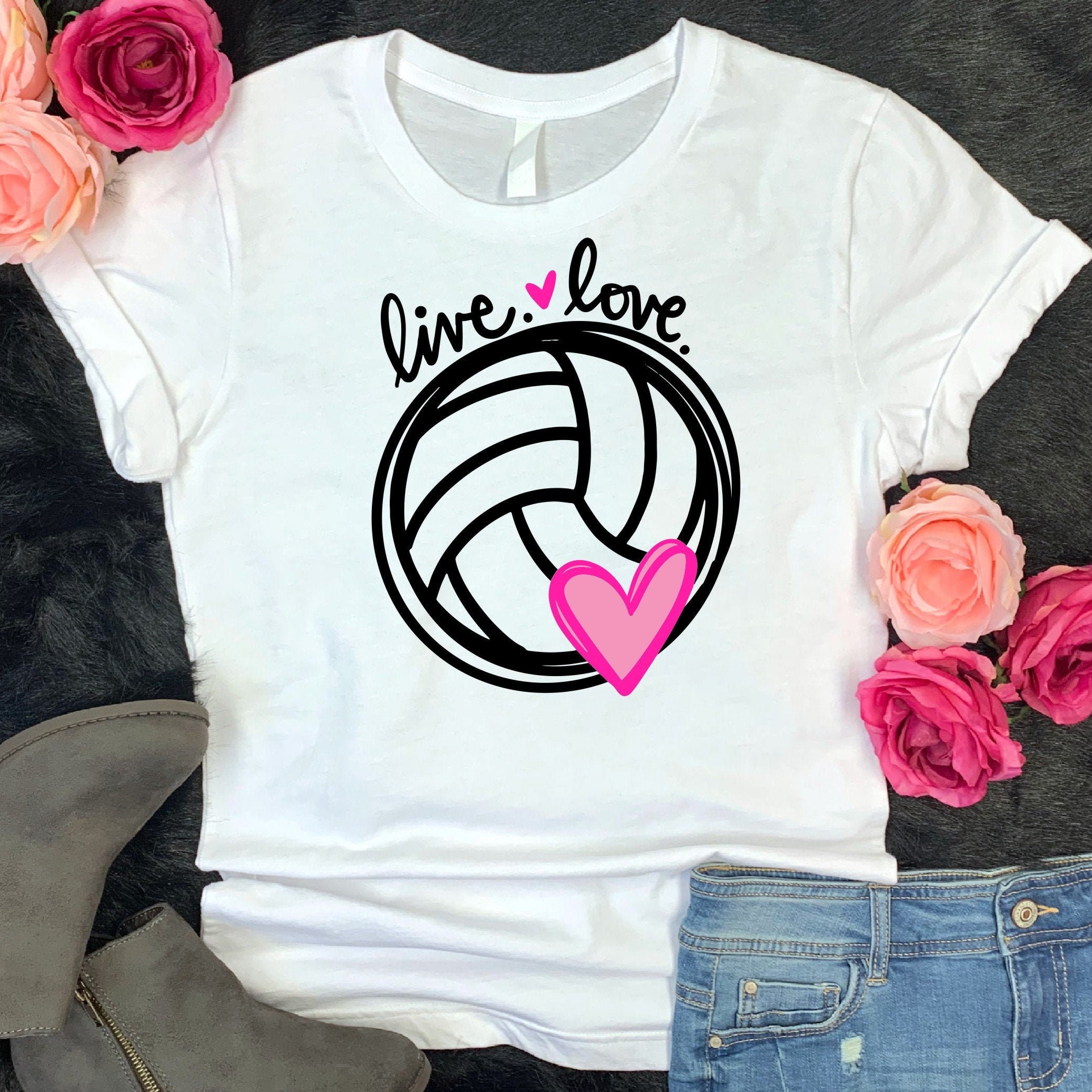 Volleyball Shirt Custom Live Love Volleyball Graphic Tee Etsy