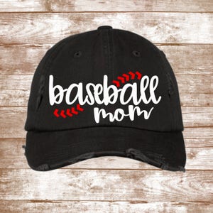 Baseball Mom Hat - Baseball Hat - Printed Hat - Embroidered Hat -  Distressed Ladies Hat -Distressed Hat - Weathered Hat - Baseball Cap